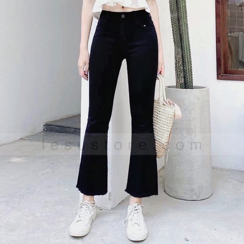 ẢNH THẬT Quần Jeans Loe trơn lai tua 90cm