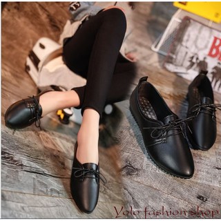 [OD2] Giày oxford nữ đế bằng da mềm mũi nhọn buộc dây đơn giản