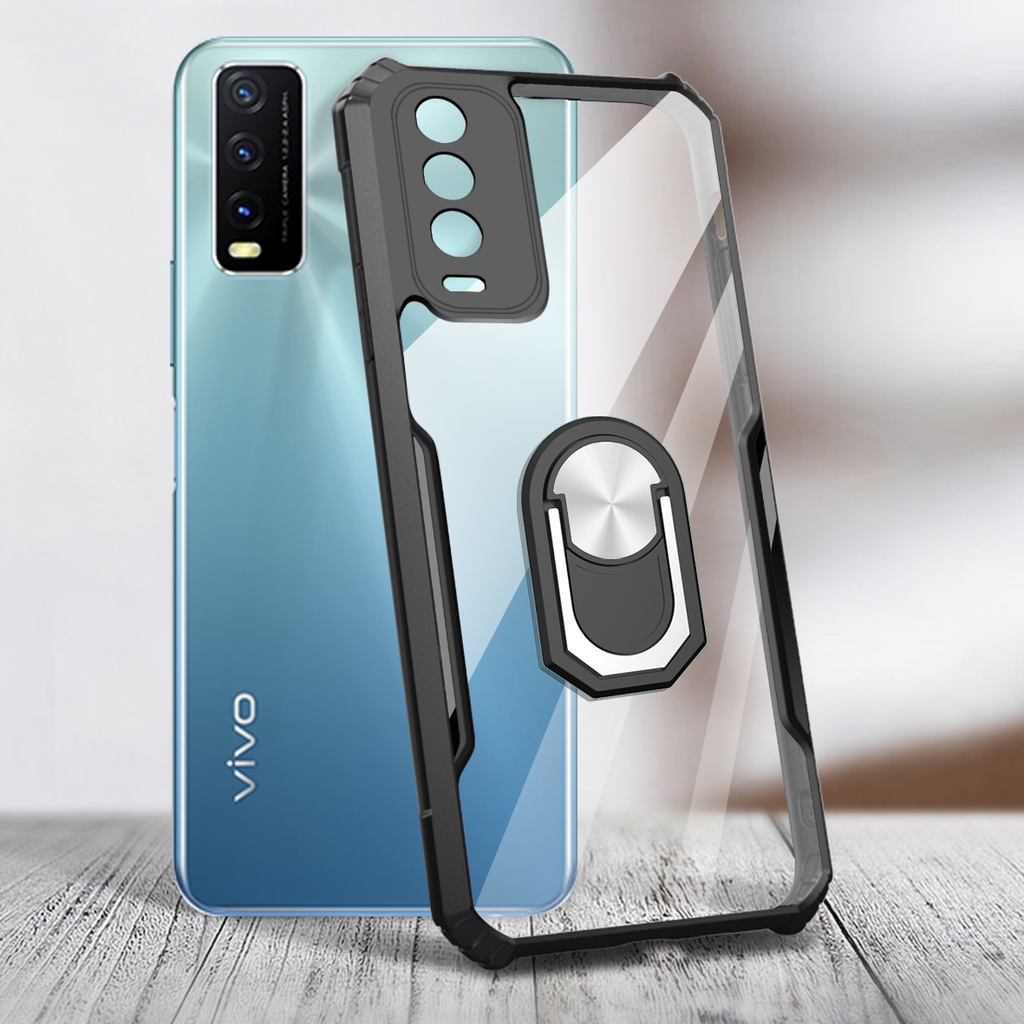 Ốp Điện Thoại Mềm Trong Suốt Chống Rơi Có Vòng Đỡ Cho VIVO Y19 U3 Z5X X30 Pro V17 Pro V19 NEO
