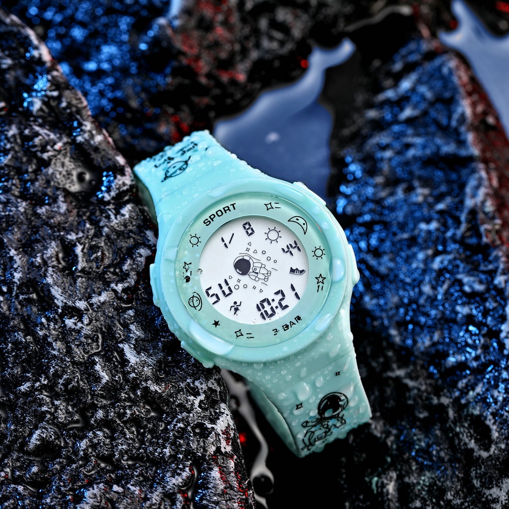 Đồng Hồ Điện Tử HT3 Chống Thấm Nước 5 Màu Dạ Quang Phong Cách Phi Hành Gia Hàn Quốc Dành Cho Học Sinh Nam Nữ