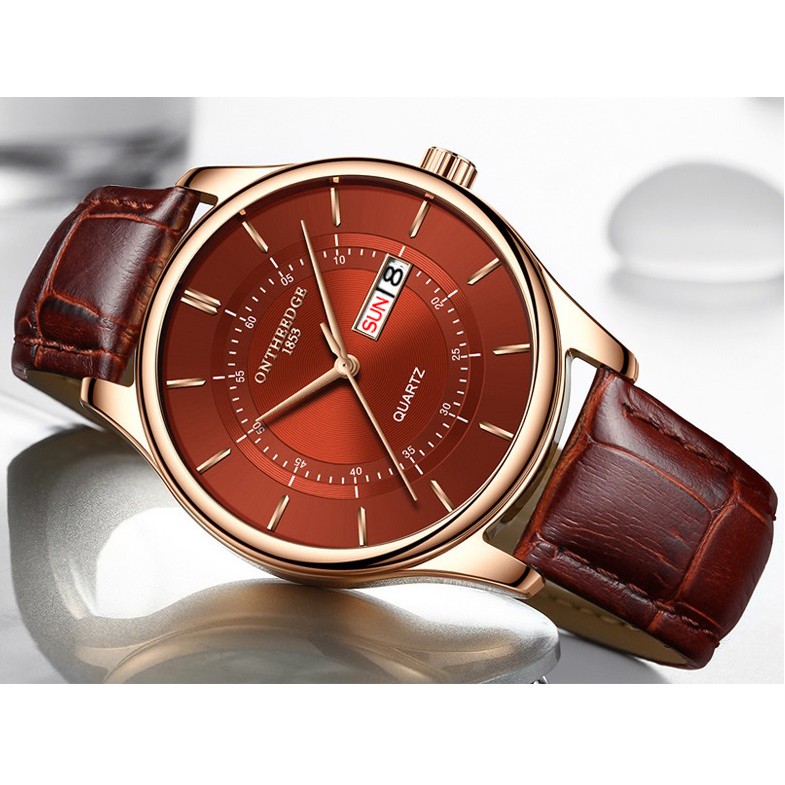 Đồng hồ nam Ontheedge dây da RZY029 fullbox (kèm 2 pin) | BigBuy360 - bigbuy360.vn