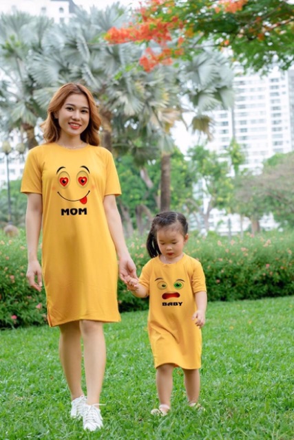 Đầm thun mẹ và bé