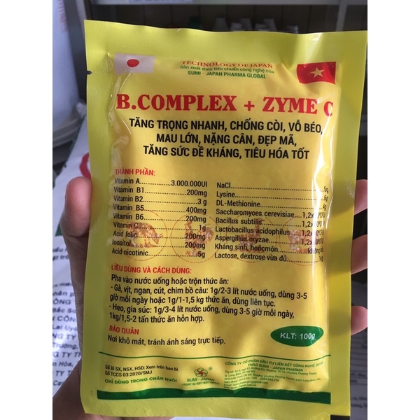 B complex zyme c tăng trọng đẹp mã , tiêu hoá , tăng đề kháng gà vịt ngang , cút heo gia súc gia cầm