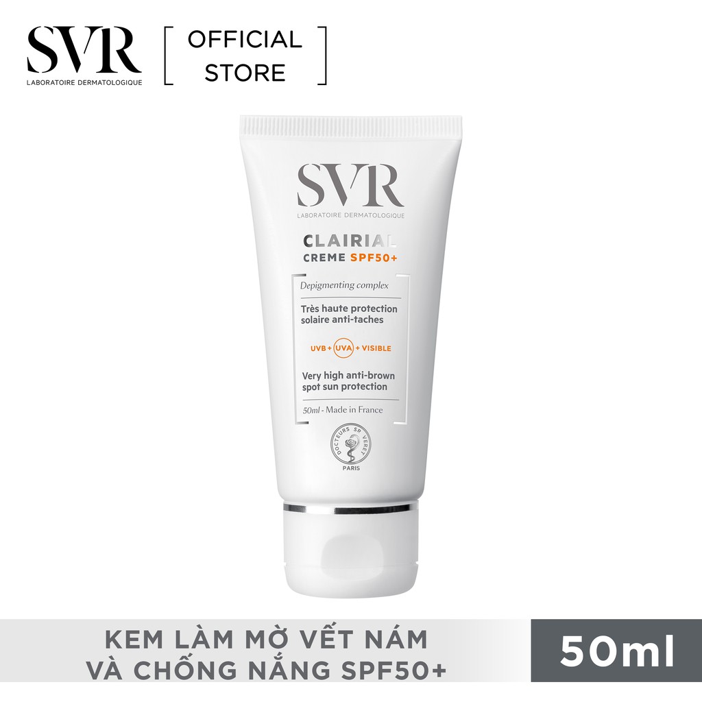 Kem làm mờ vết nám và chống nắng SPF 50 SVR CLAIRIAL CREME SPF50+ 50ml