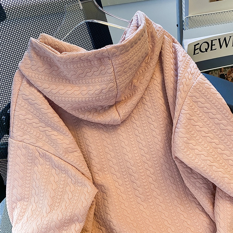 ZHELIHANGFEI Áo Hoodie Tay Dài Dáng Rộng Phối Dây Rút Phong Cách Preppy