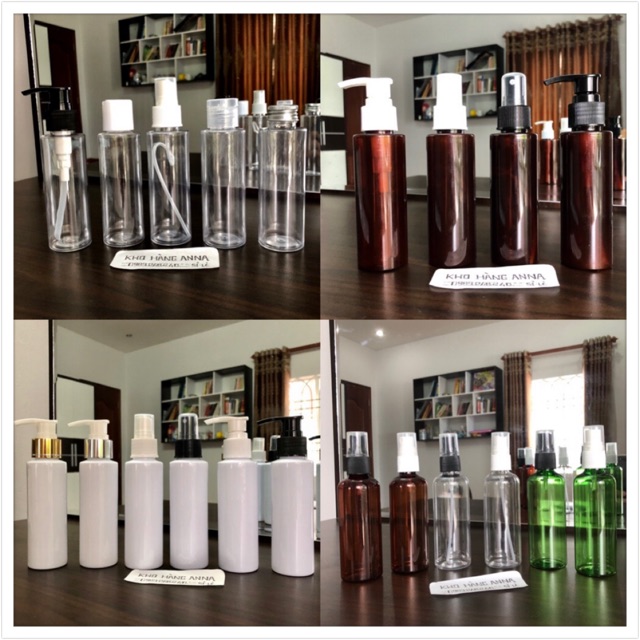 Chai 100ml Trong suốt VÒI NHẤN NHỎ GIỌT Đen/ trắng- Chai đựng dầu gội 100ml vòi Ấn- Chai Pet nhựa xịt nhỏ giọt, nắp bật