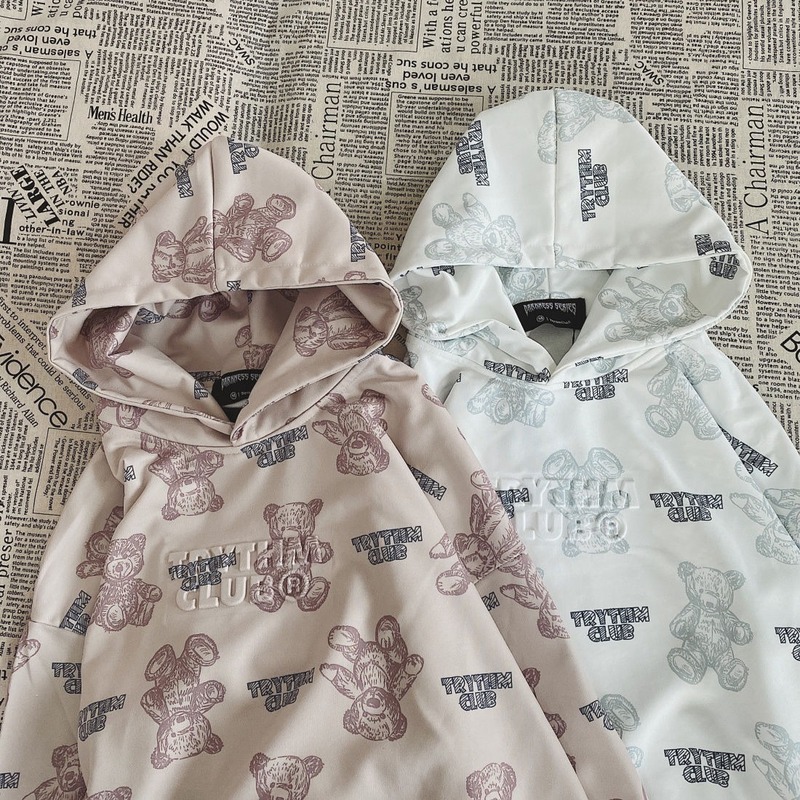 Áo hoodie tay dài dáng rộng in họa tiết cá tính phong cách Hàn Quốc thời trang cho cả nam và nữ