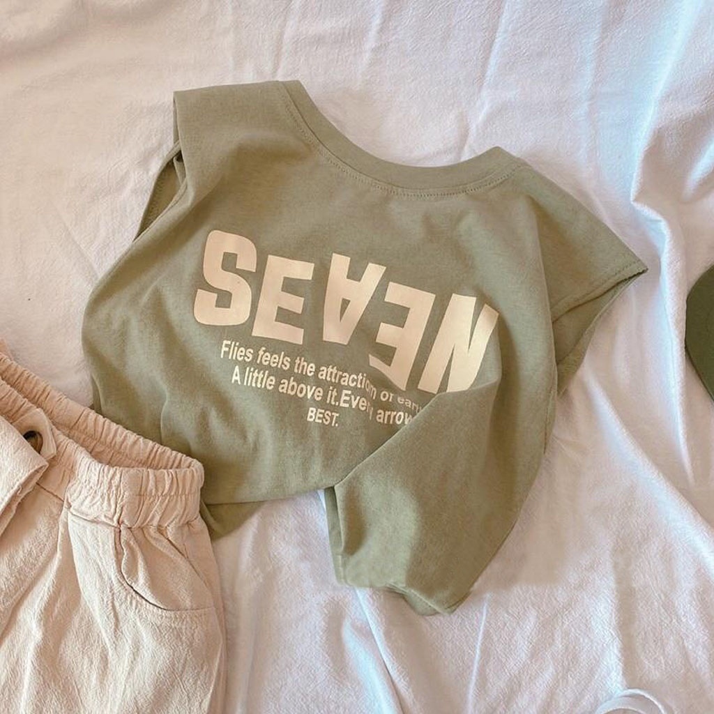 Áo Ba Lỗ In Chữ SEVEN Cho Bé, Áo Sát nách Cho Bé Trai Bé Gái Chất Cotton từ 6-18kg - LILA KIDS