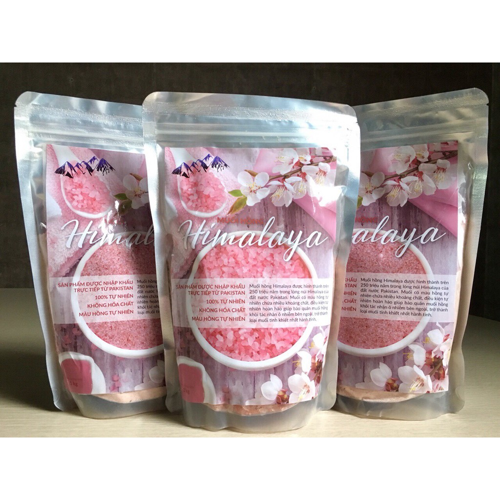 Muối hồng  1kg Himalaya MỊN VÀ HẠT