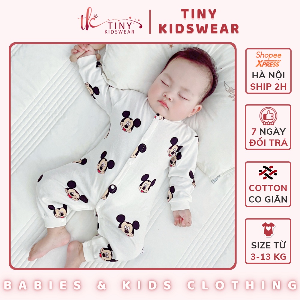 Bộ đồ dài tay, bodysuit thu đông vải thun cotton co giãn cho bé trai, bé gái từ 4-12kg [BD12]