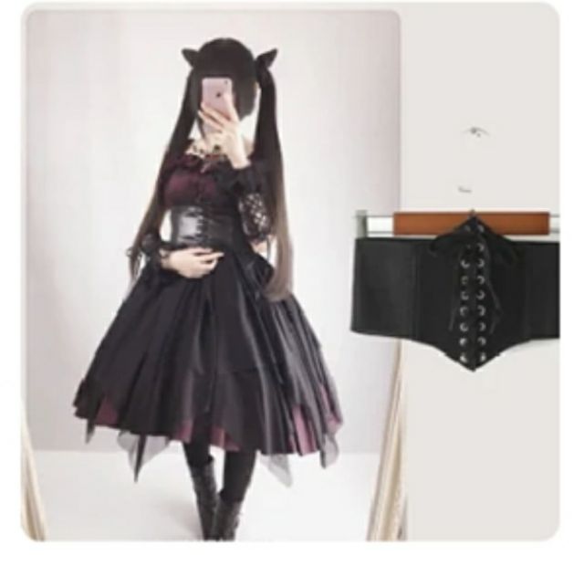 Váy lolita gothic đen phối voan lưới