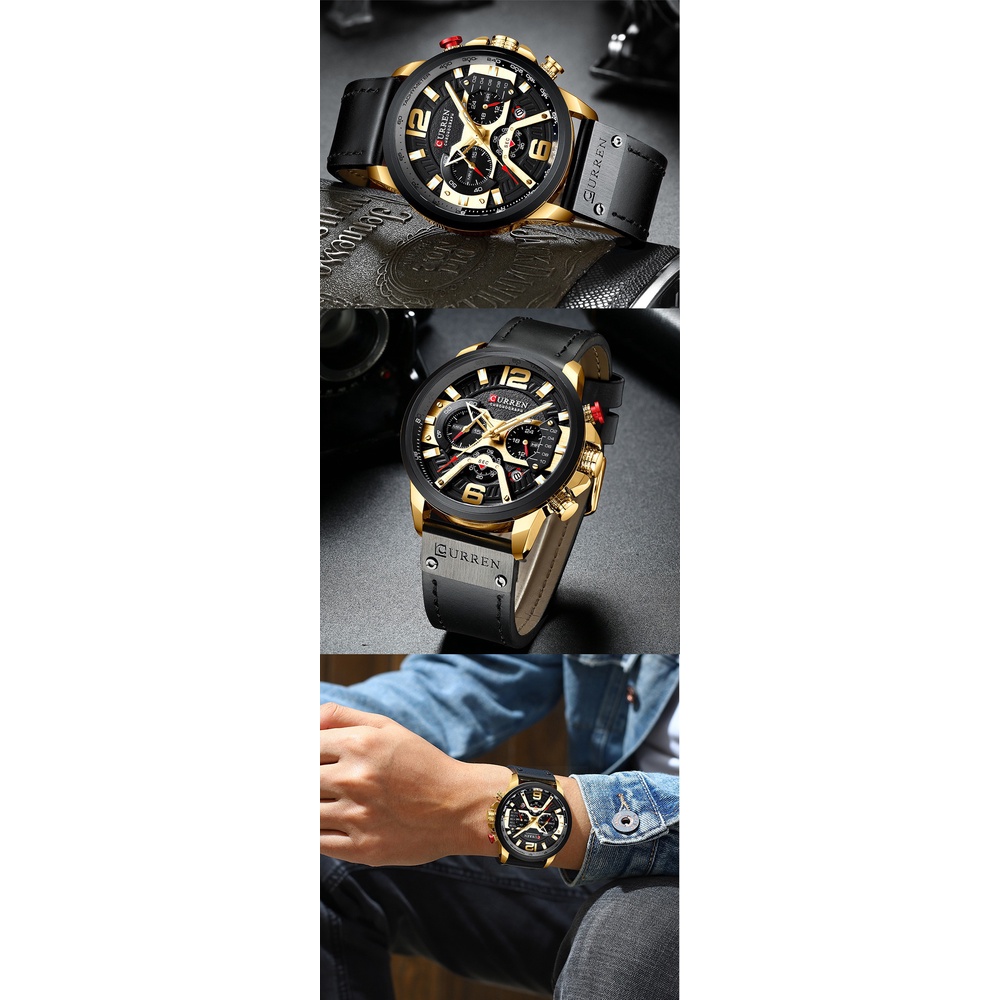 CURREN 8329 Fashion Men's Waterproof Watch Six-Pin Multi-Functional Large Dial Watch In Stock