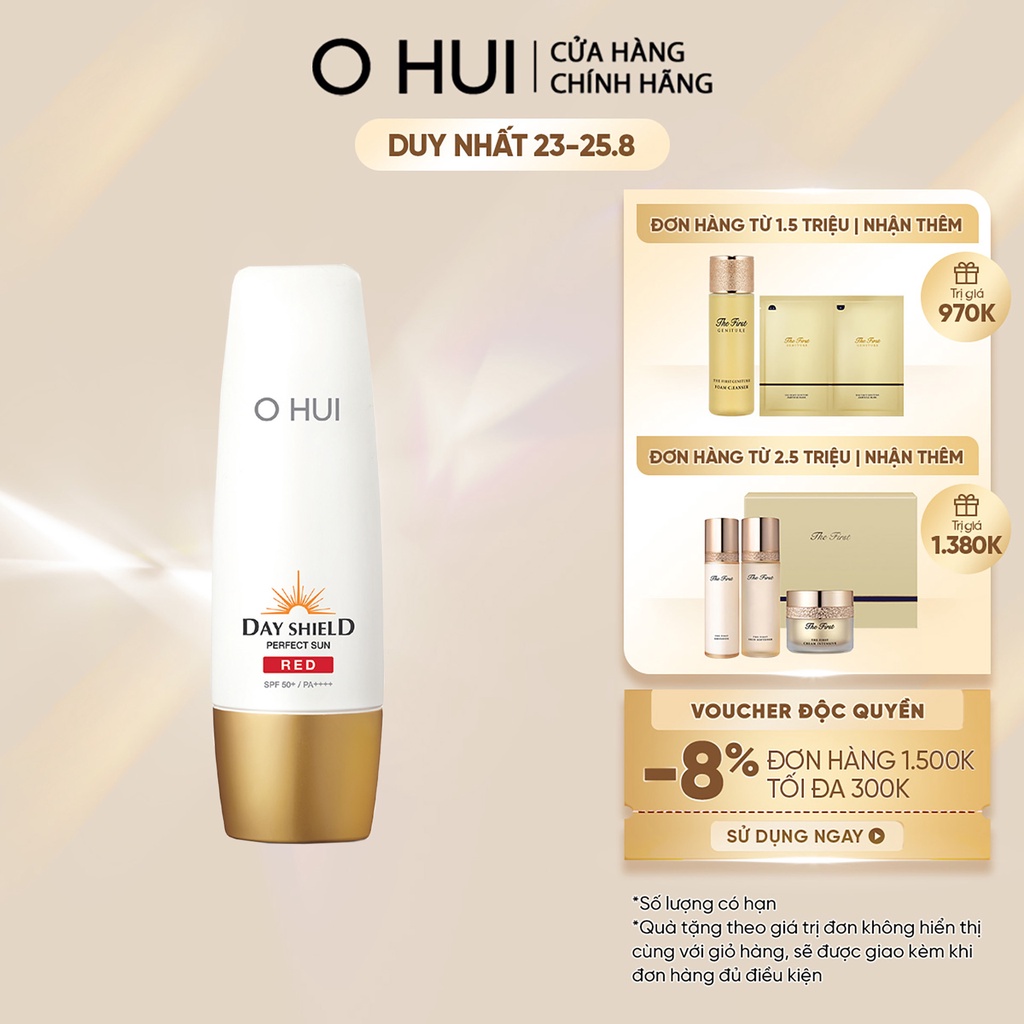 [Mã COSLUX158 giảm 150K] Kem chống nắng cho da nhạy cảm OHUI Day Shield Perfect Sun Red SPF50+ PA++++ 50ml