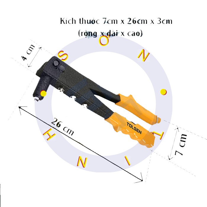 Kìm bấm đinh rút rive nhôm Tolsen 43001