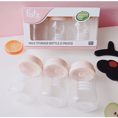 Bộ 3 bình trữ sữa cổ rộng 150ml Fatz Baby