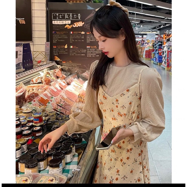 Set Váy 2 Dây Kèm Áo Sơ Mi Cực Xinh, Phong Cách Vintage | BigBuy360 - bigbuy360.vn