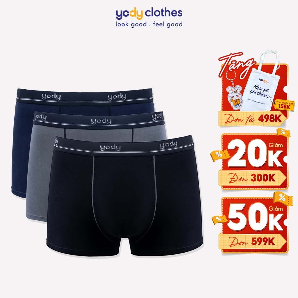 Combo 2 quần lót nam YODY boxer bo kẻ chất liệu bamboo an toàn QCM4005