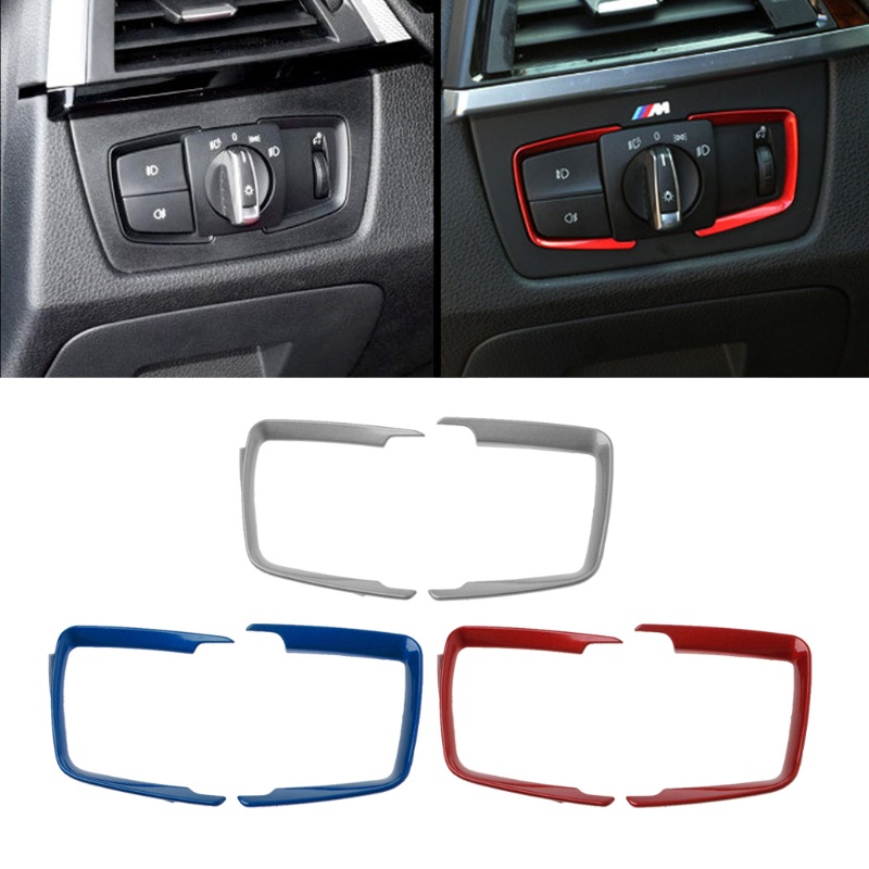 Bộ 2 Khung Dán Công Tắc Đèn Pha Bằng ABS Cho F30 F31 F32 F34 3