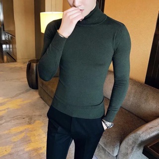 Áo len nam cổ lọ màu trắng