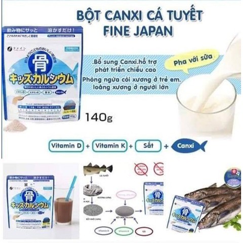 Bột Bone's Calcium for kids túi 140g bổ sung calcium canxi xương cá tuyết Nhật Bản | Thế Giới Skin Care