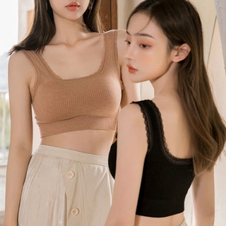 Áo lót phối ren cổ chữ U có miếng lót nâng ngực cho nữ