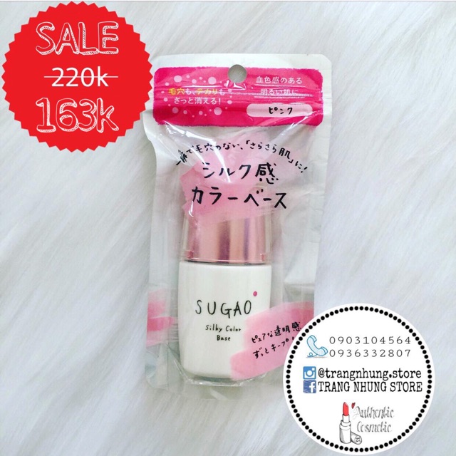 [SALE_CHÍNH HÃNG] Kem lót Sugao Silky Pink Color Base #SPF20 (20ml) - Nhật Bản