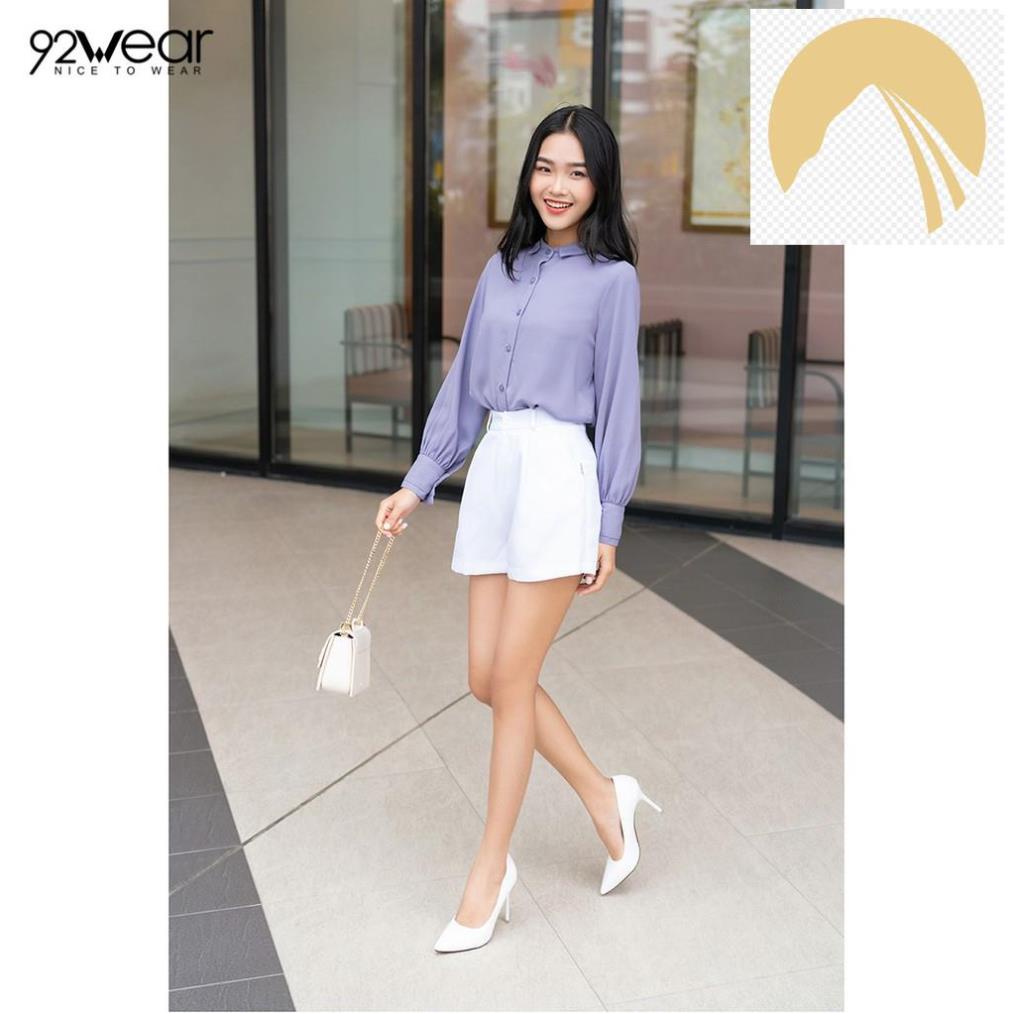 Áo Sơ mi nữ công sở 92WEAR đủ màu, đủ size, dài tay cổ trụ 2 lớp ASW1030