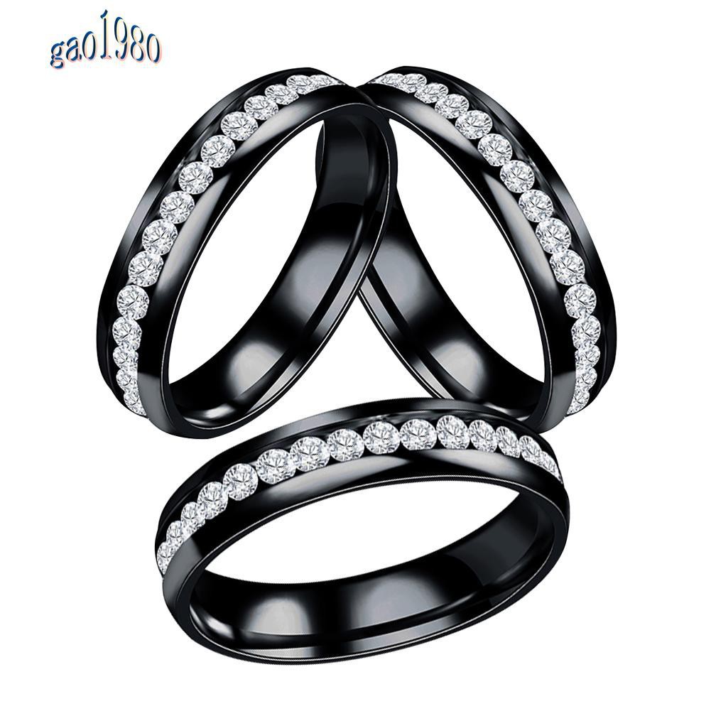 Nhẫn Thép Không Gỉ Đính Đá Pha Lê Thời Trang Cho Nam Nữ