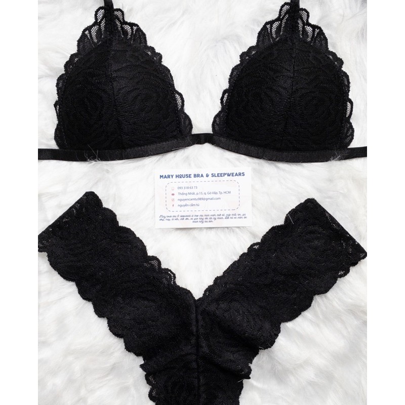 Set Bralette Ren Mút Ngực Quần Y Đen Mary House Bra & Sleepwears | BigBuy360 - bigbuy360.vn