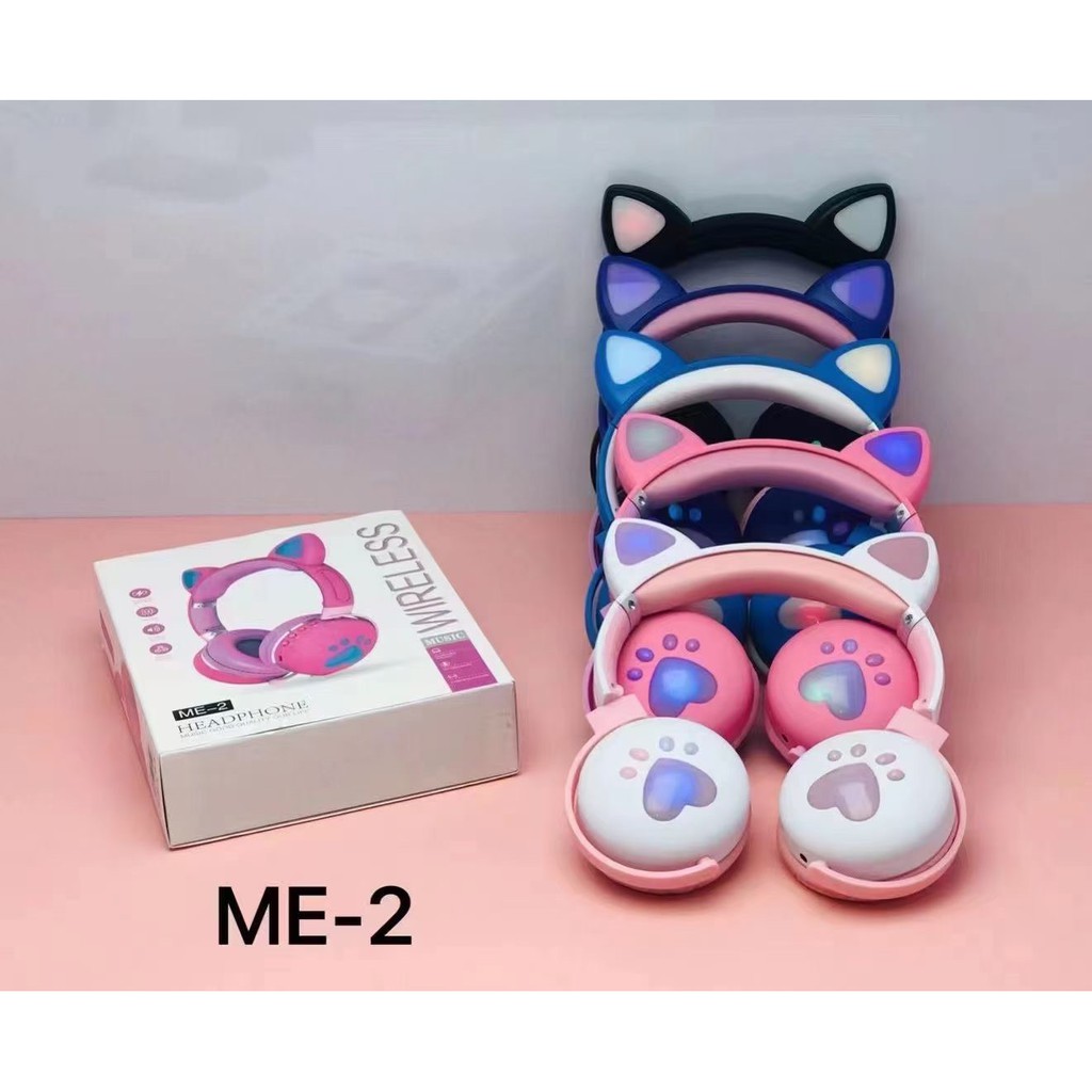 Tai Nghe Mèo chụp tai bluetooth có mic âm bas mạnh mẽ pin trâu 400mah