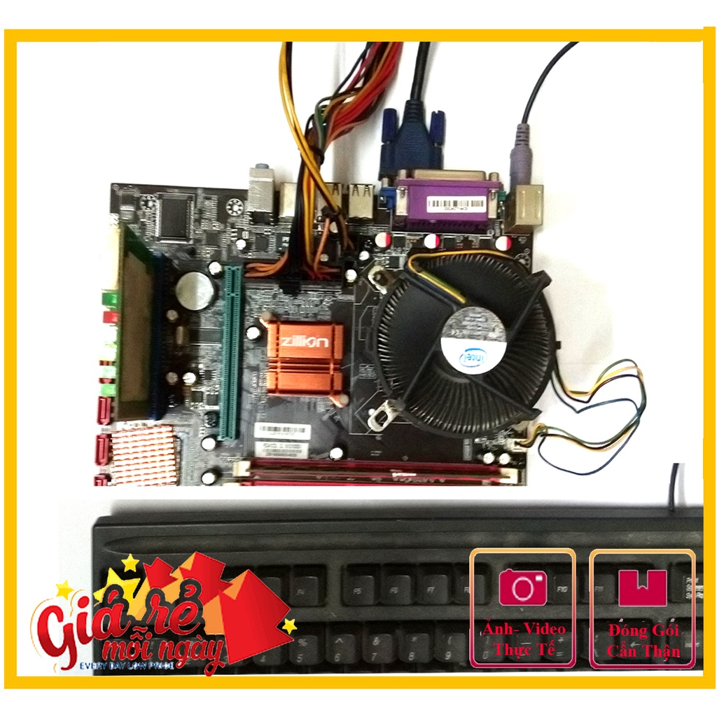 Combo Main G41 DDR3 socket 775 cổng LPT Parallel song song+ Chip E5300+ Quạt+ Keo gói tản nhiệt CPU