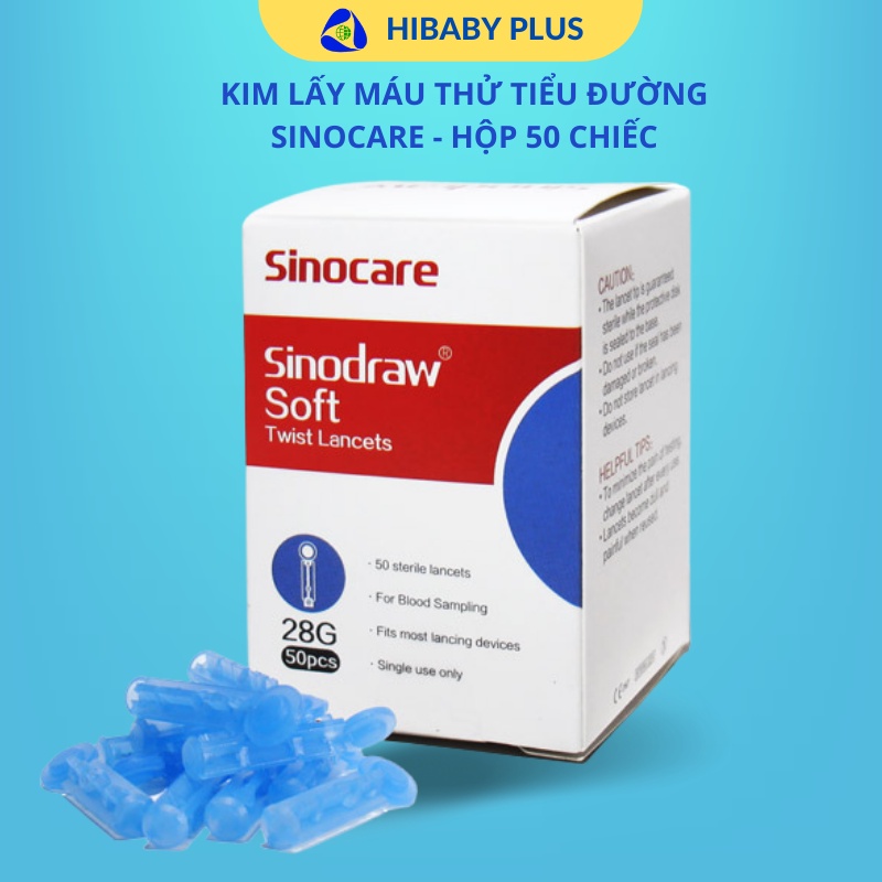 Kim chích lấy máu thử đường huyết đã tiệt trùng, kim tiểu đường sinocare/ medisure/ medisafe hộp 50-100c [hibaby+ store]