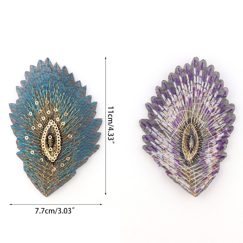 Bộ 12 Sticker Ủi Thêu Hình Chim Công Thời Trang