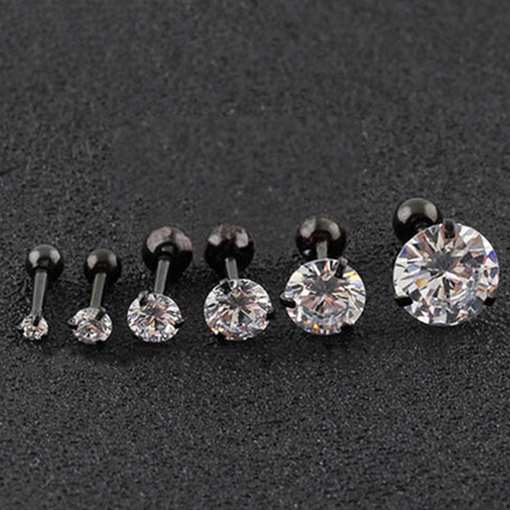 Khuyên tai đính đá 3 chấu không gây dị ứng độc đáo