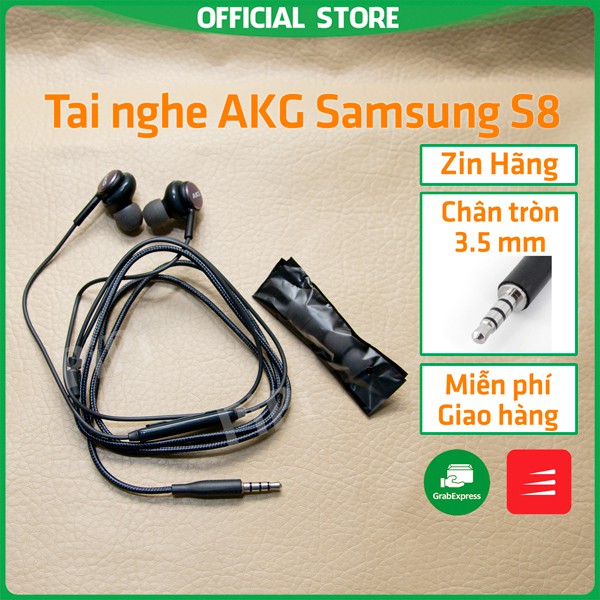 Tai nghe Samsung Akg zin theo máy S8 S9 Note 8 9 chân tròn 3.5 chính hãng có mic