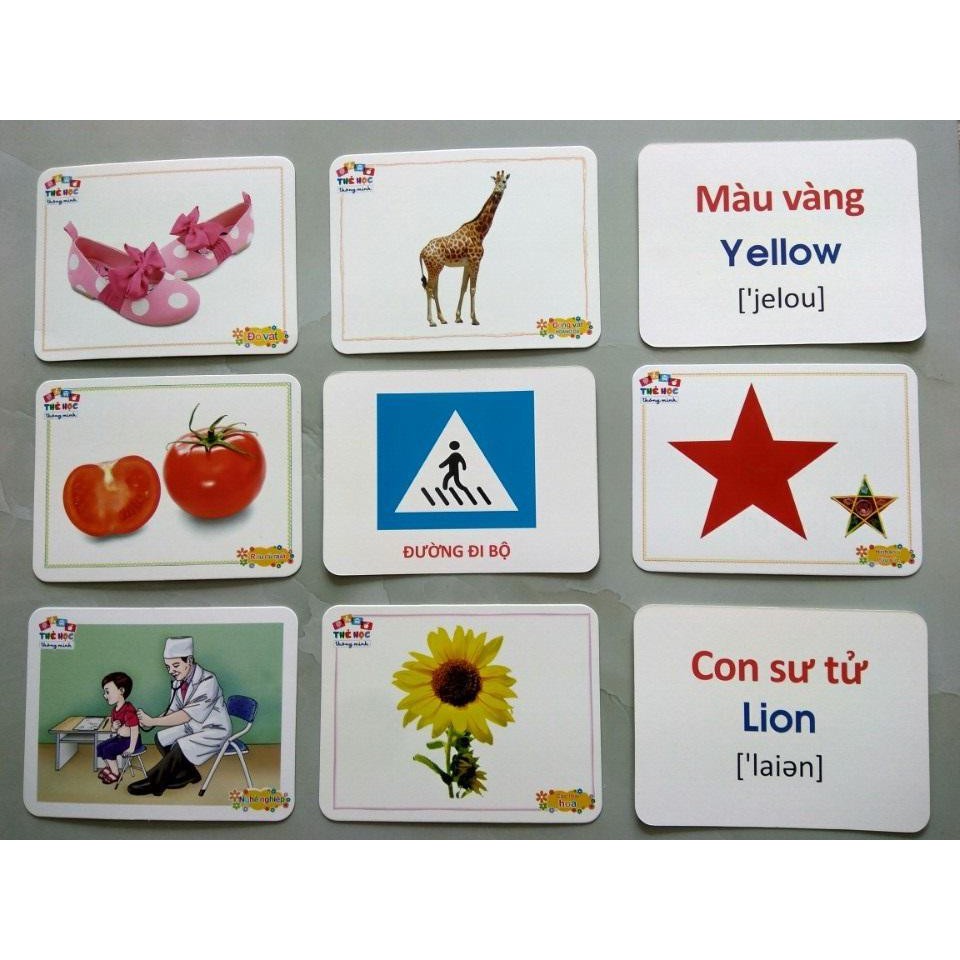 Thẻ học flashcard song ngữ 12 chủ đề cho bé