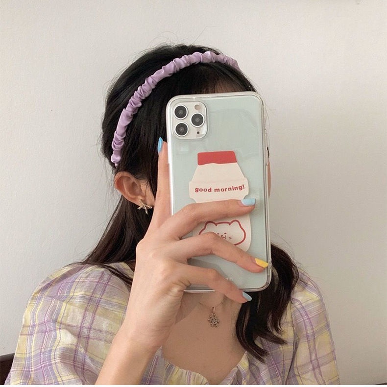 Băng Đô Cài Tóc Vải Satin Màu Sắc Ngọt Ngào Phong Cách Hàn Quốc Đơn Giản Thời Trang Cho Nữ