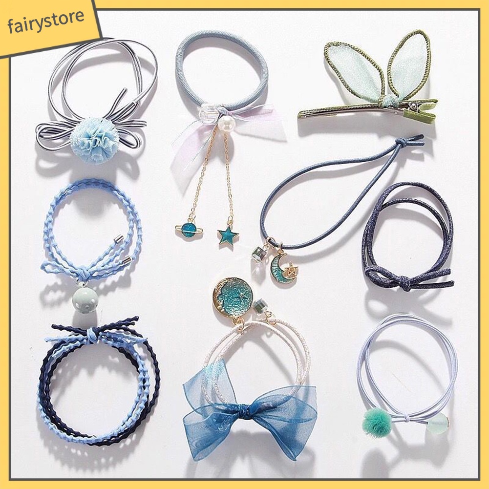 Set 9 Dây Cột Tóc Nhiều Kiểu Xinh Xắn Dễ Thương Cho Nữ