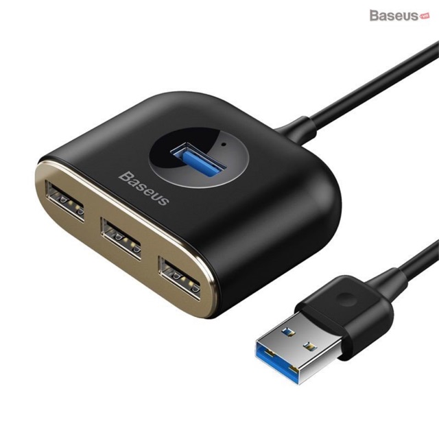 Bộ HUB chia cổng USB Baseus Square Round 4 in 1 ( Type C/ USB 3.0 to USB3.0*1+USB2.0*3 Smart Adapter)