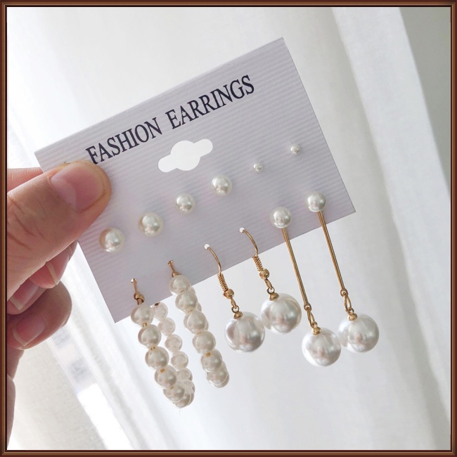 Bộ 6 Đôi Bông Tai Ngọc Trai Thời Trang Cho Nữ