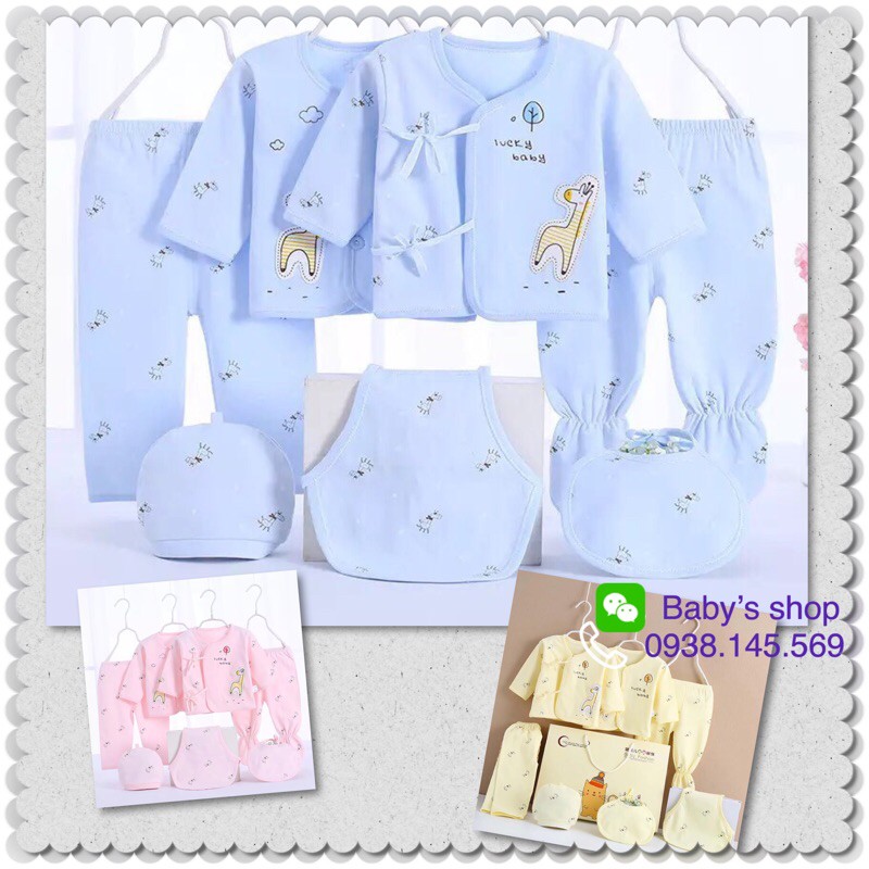 Set sơ sinh 7 chi tiết mẫu hươu làm quà tặng cho bé.