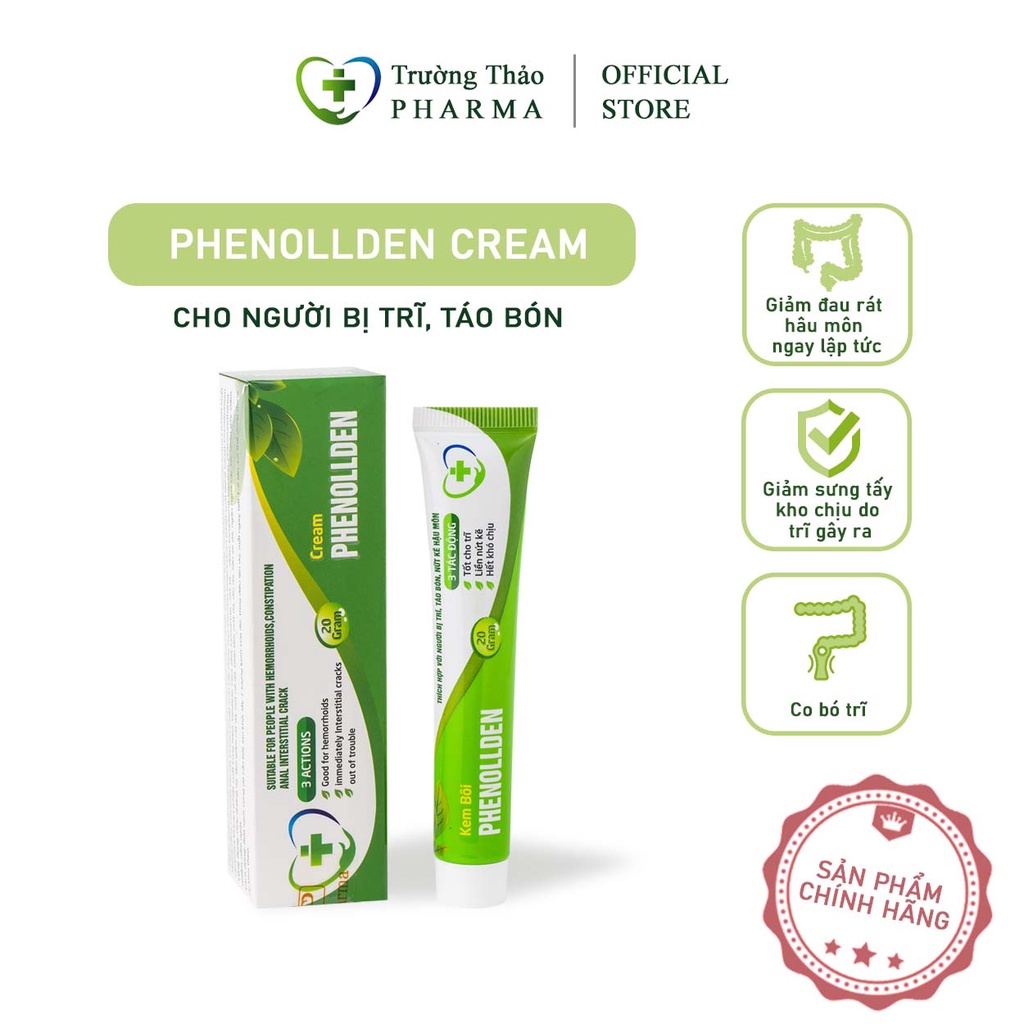 Kem Bôi Trĩ Phenollden Co bó trĩ, Nứt Kẽ Hâu Môn, giảm khô rát khó chịu do trĩ ngay lập tực - tuýp 15ml TRUONGTHAOPHARMA