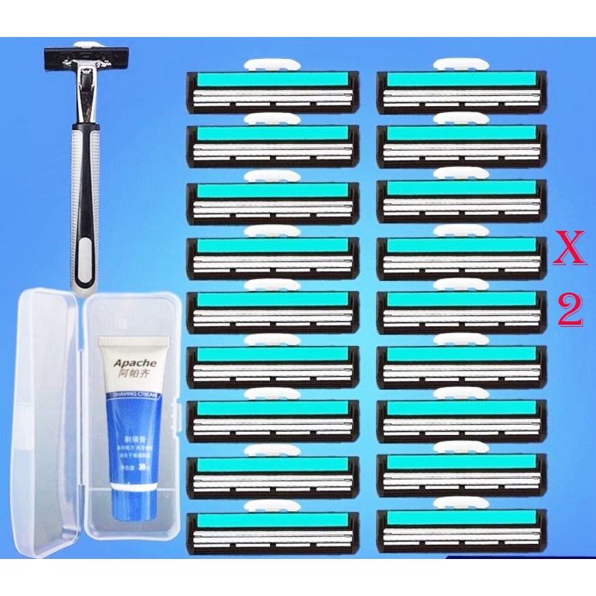 Dùng Cho Nam - Bộ Dao Cạo Râu 30 Lưỡi Kèm 1 Chai Kem Chính Hãng Mới
