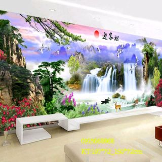 Tranh thêu chữ thập phòng cảnh thiên nhiên kt 197*72cm