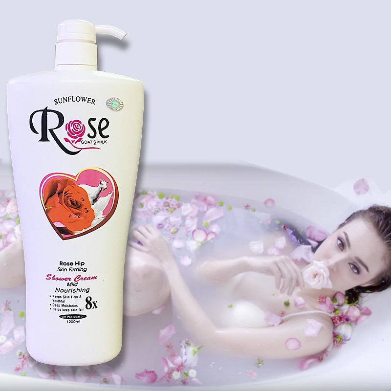 [ Combo 02 Chai ] Sữa tắm ROSE 8x 1200ml + Sữa tắm Hoa hồng tươi 1000ml kèm bổ xung Vitamin E . (Date : 01/2023)