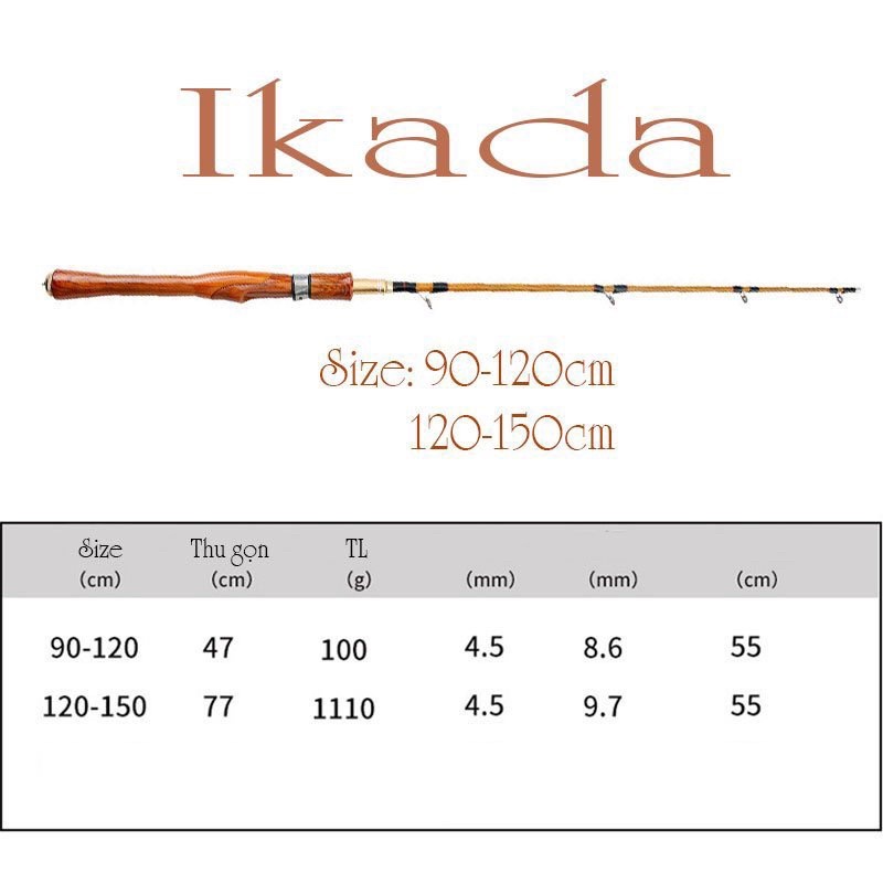 Cần câu tôm mực IKADA cần dẻo ngọn mềm 2 mức độ dài tuỳ chỉnh