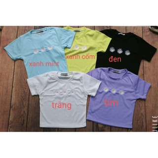 [Ảnh thật ] Áo Croptop thêu 3 bông cúc
