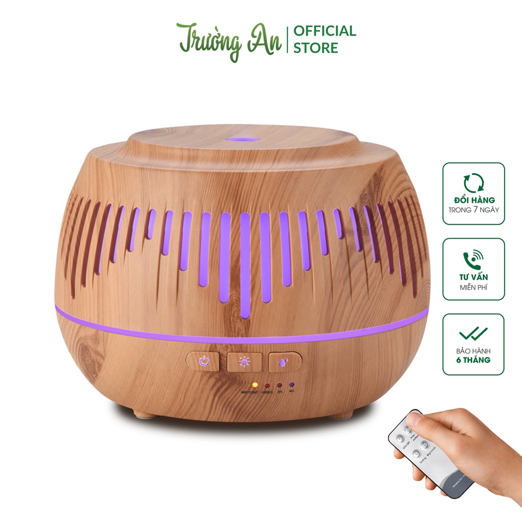 Máy khuếch tán tinh dầu, MKT2051 Bát Giác vân gỗ, dung tích 550ML, có điều khiển, đèn led 7 màu, bảo hành 6 tháng