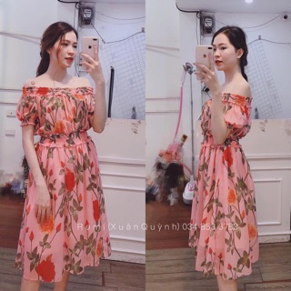 Maxi trễ vai hoa