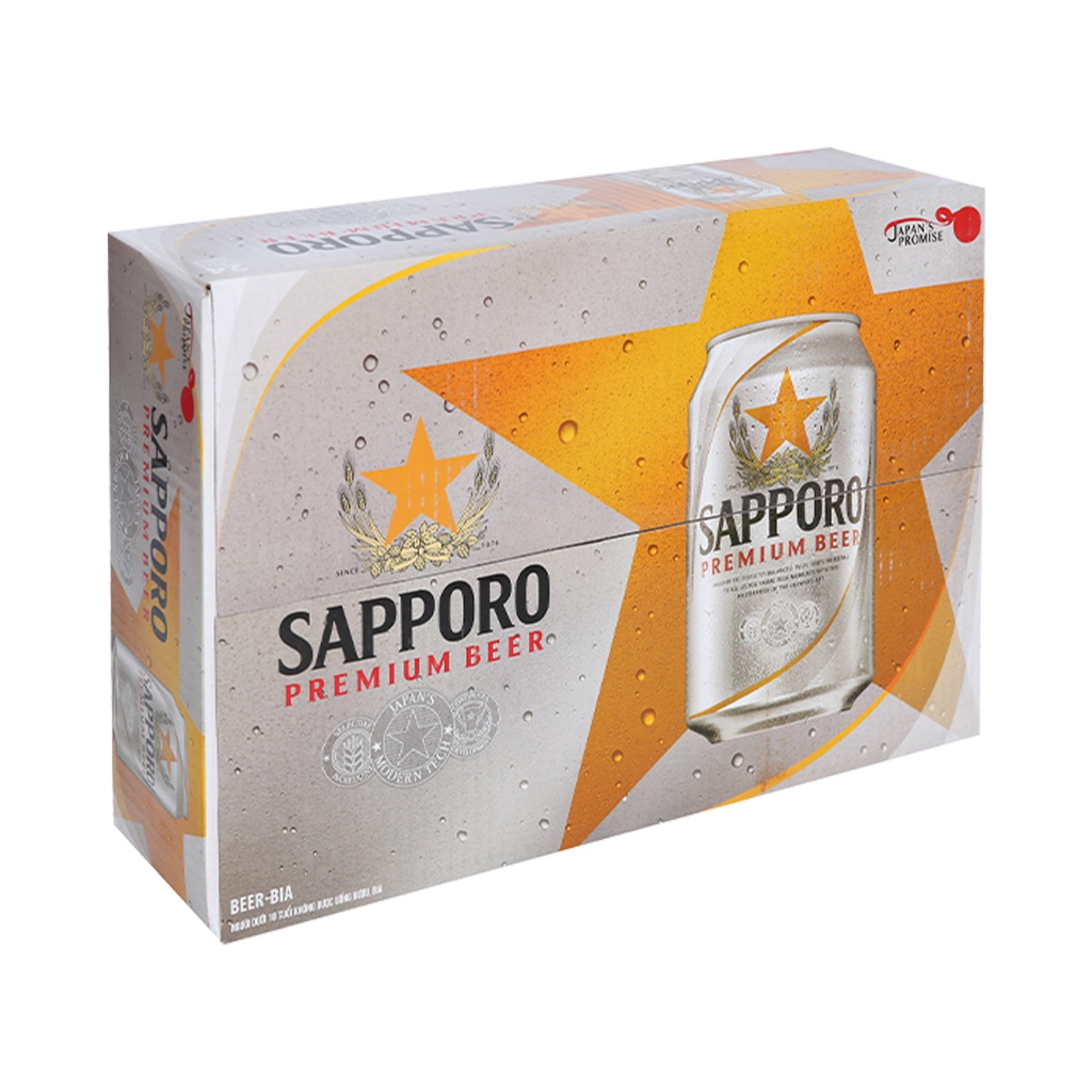 Bia Sapporo Premium 5% – lon 330ml thùng 24 lon